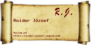 Reider József névjegykártya